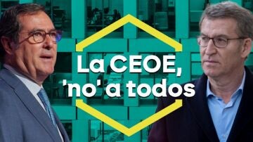 El presidente de la CEOE, Antonio Garamendi, y el líder del PP, Alberto Núñez Feijóo