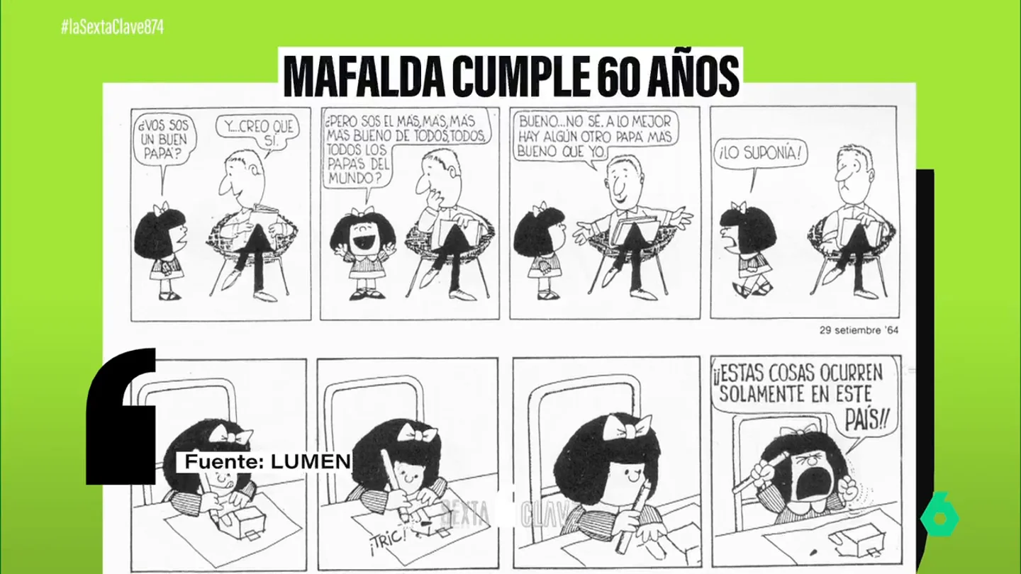 Mafalda, la niña inconforme, símbolo del ingenio y la crítica social, cumple 60 años sin envejecer Mafalda, la niña inconforme, símbolo del ingenio y la crítica social, cumple 60 años sin envejecer