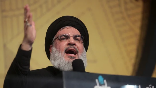 El líder de Hizbulá, Hassan Nasrallah, en una imagen de archivo durante la ceremonia de Ashura El líder de Hizbulá, Hassan Nasrallah, en una imagen de archivo durante la ceremonia de Ashura