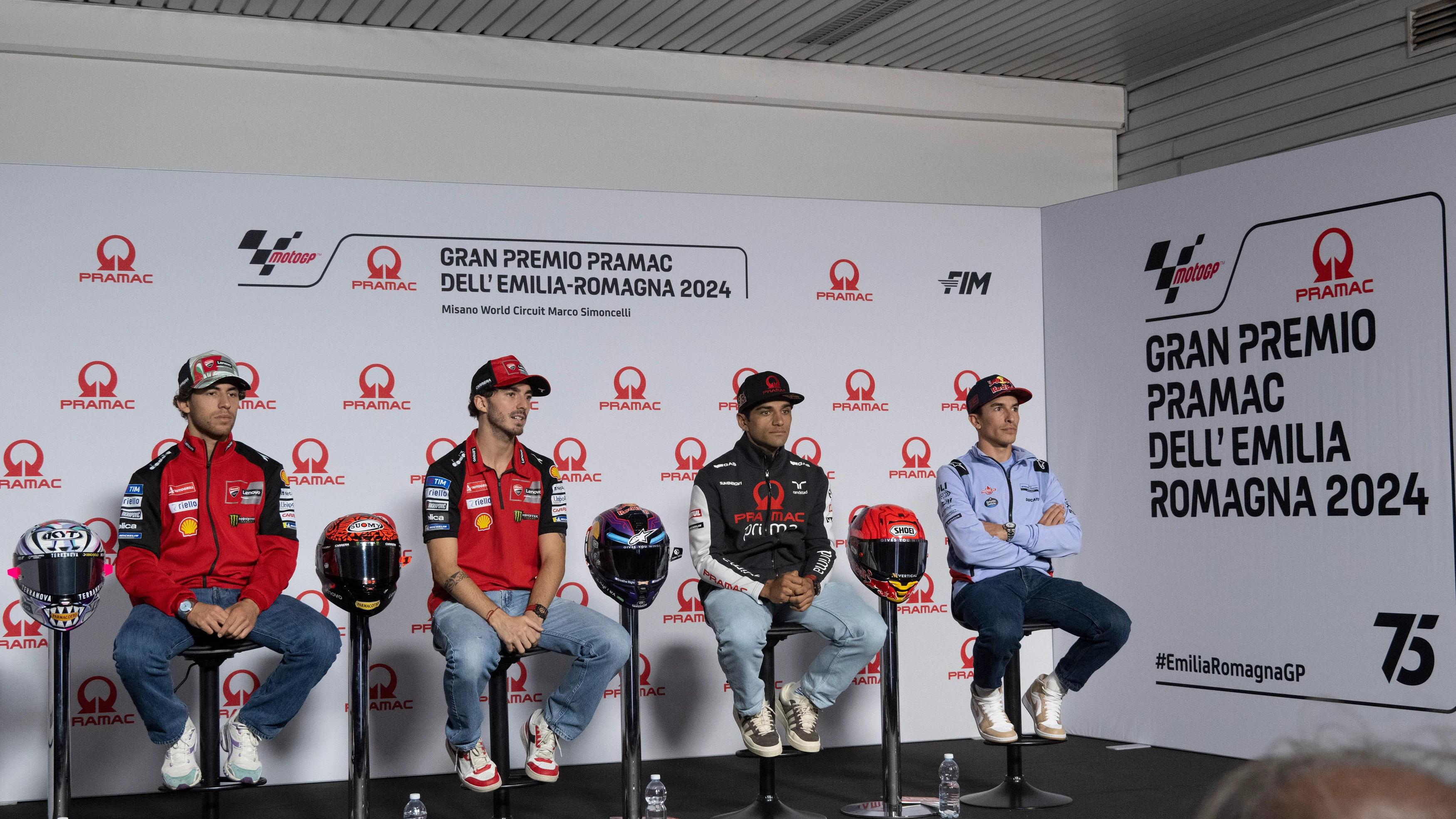 Enea Bastianini, 'Pecco' Bagnaia, Jorge Martín y Marc Márquez