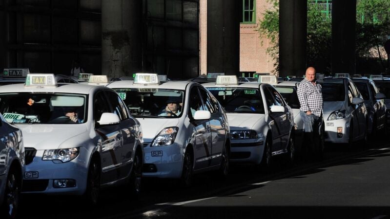 Imagen de archivo de taxistas en Madrid