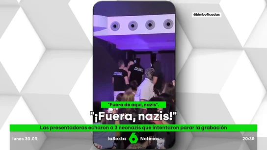Echan a tres neonazis tras intentar parar la grabación del pódcast de Samantha Hudson: "¡Fuera, nazis!" Echan a tres neonazis tras intentar parar la grabación del pódcast de Samantha Hudson: "¡Fuera, nazis!"