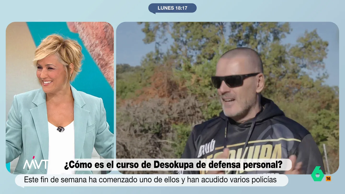 Cristina Pardo, sobre el curso de defensa personal de Desokupa Cristina Pardo y Bea de Vicente analizan en este vídeo el curso de defensa personal de Desokupa en el que su líder, Dani Esteve, aprovechara la jornada para llamar "retrasados" a laSexta. La divertida reacción de la presentadora, en este vídeo.