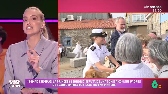 Un perro le hace la 'cobra' a la princesa Leonor: "Le ha girado la cara, es un 'republi-can'" Mucha gente se ha congregado para saludar a los reyes y a la princesa. Pero a los zapeadores les ha llamado más la atención la manera de actuar del perro de una mujer que esperaba a los monarcas.
