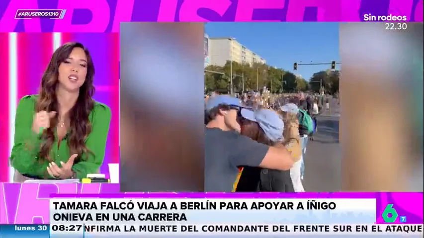 Tamara Falcó viaja a Berlín a apoyar a Íñigo Onieva: así ha sido su fugaz beso en plena maratón