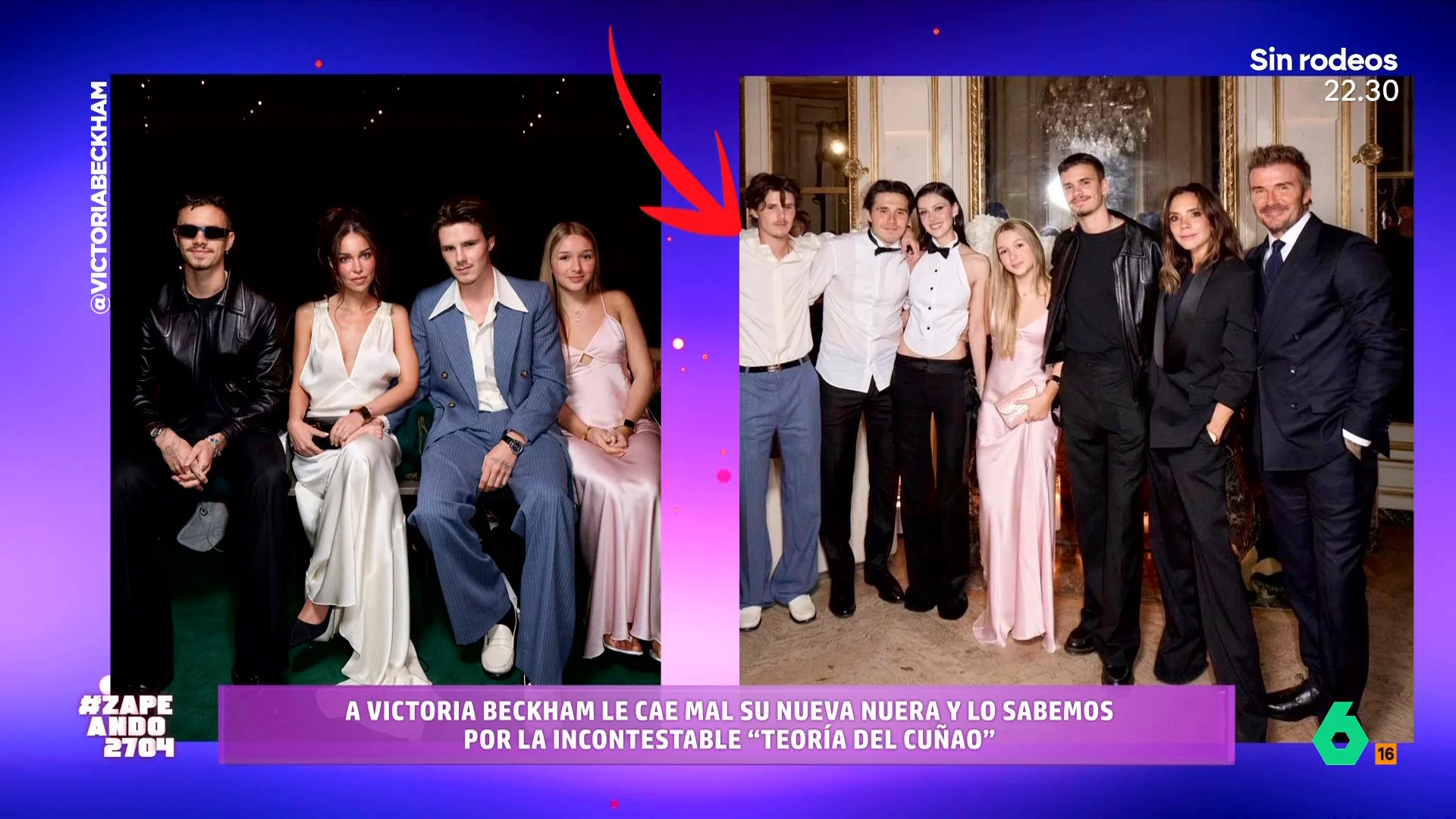 La pareja se dejó ver durante el desfile de la diseñadora en París y, además, se hizo una foto con sus cuñados. Pero todo cambio en la foto de familia en la que también estaban Victoria y David Beckham. 