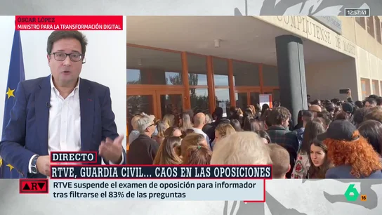 ARV- Óscar López reacciona a la suspensión del examen de RTVE: "Que paguen los responsables" ARV- Óscar López reacciona a la suspensión del examen de RTVE: "Que paguen los responsables"