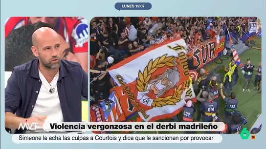 Gonzalo Miró: "Que los jugadores del Atleti negociaran con esa gentuza, me parece bien, ir a aplaudir al final, lamentable" "Me ha sorprendido que se haya criticado a los jugadores del Atlético de Madrid por intentar rebajar la tensión e ir a hablar con ellos", afirma Gonzalo Miró en este vídeo sobre el bochornoso episodio en el partido contra el Real Madrid.