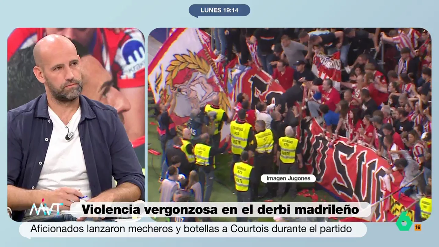 Gonzalo Miró, sobre sacar a los violentos del Metropolitano "La reacción de los jugadores ayer es más por miedo, que porque piensen que lo que están haciendo esté bien hecho", comenta en este vídeo Gonzalo Miró sobre la reacción de la plantilla con la zona donde se lanzaron objetos a Courtois.