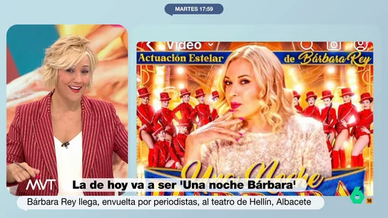 Cristina Pardo: "Sorprende que la hija de Bárbara Rey diga que lo peor que le ha pasado a su madre es conocer al emérito" Bárbara Rey actúa hoy en Hellín en medio de una gran expectación mediática tras publicarse sus fotos con el rey emérito. "El rey la trató muy bien y le ha venido una campaña de promoción maravillosa", comenta Benjamín Prado en este vídeo.