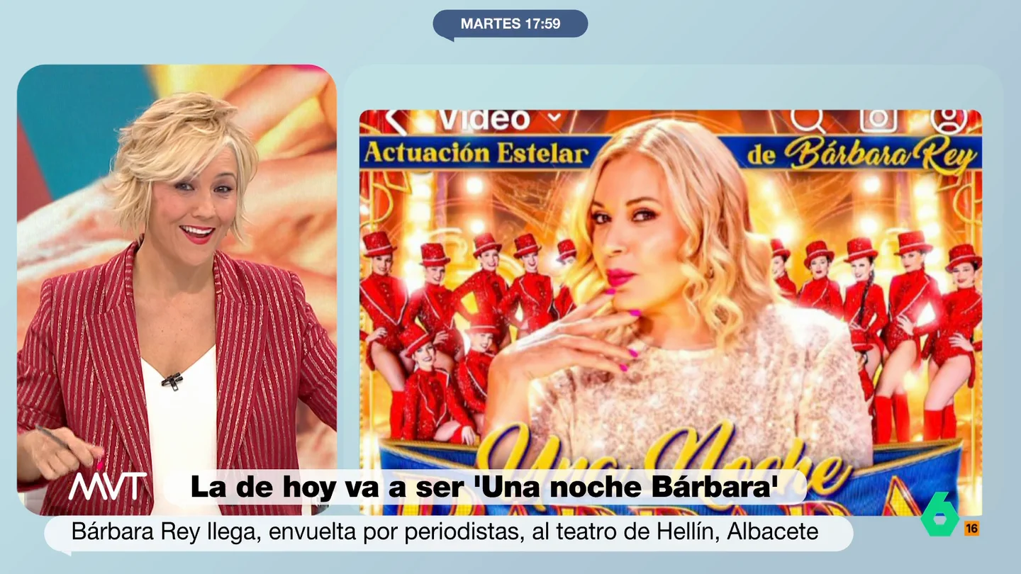 Cristina Pardo: "Sorprende que la hija de Bárbara Rey diga que lo peor que le ha pasado a su madre es conocer al emérito" Bárbara Rey actúa hoy en Hellín en medio de una gran expectación mediática tras publicarse sus fotos con el rey emérito. "El rey la trató muy bien y le ha venido una campaña de promoción maravillosa", comenta Benjamín Prado en este vídeo.