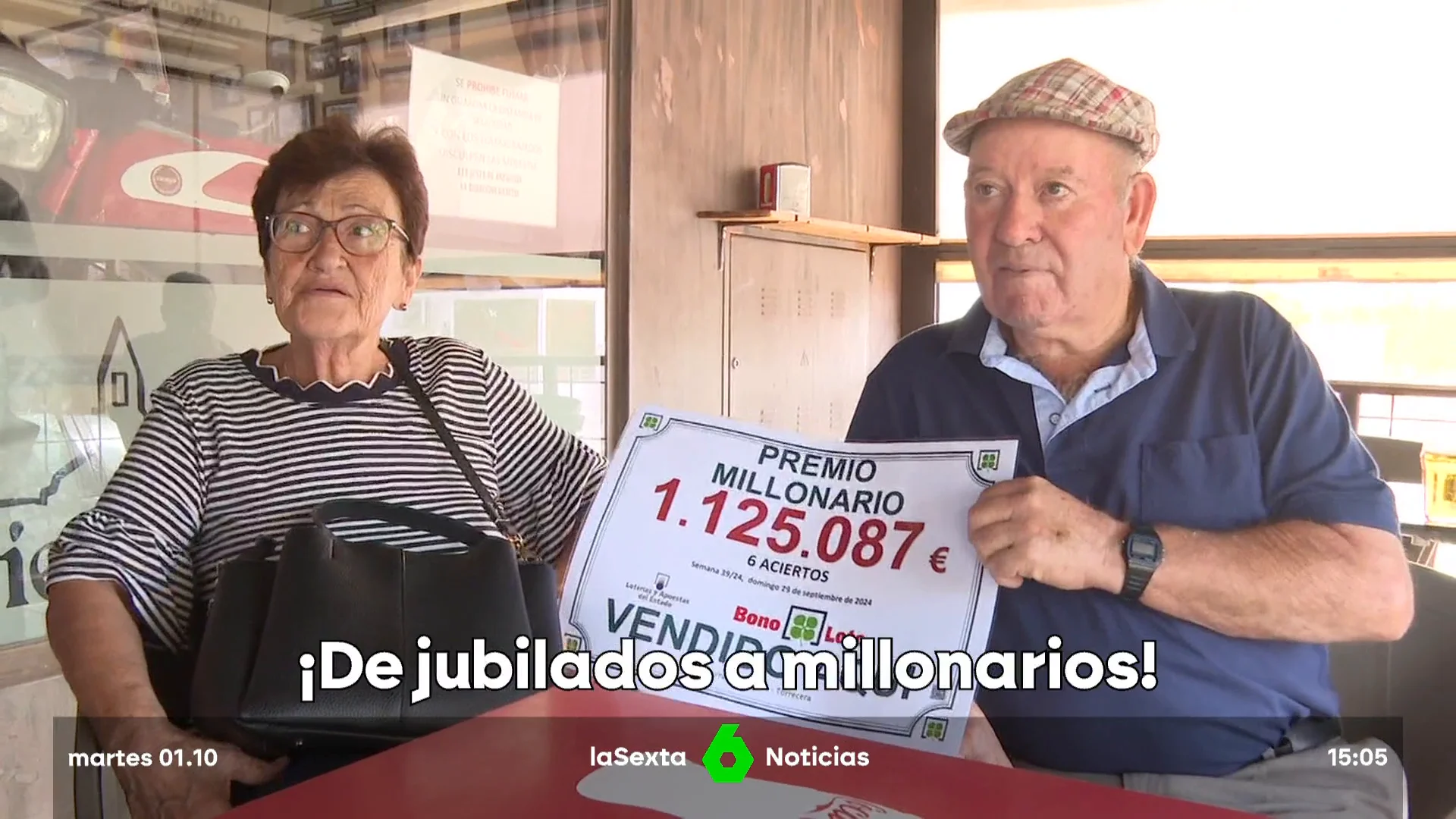 Un matrimonio de jubilados en Jerez gana más de un millón de euros tras doblar su apuesta en la Bonoloto 