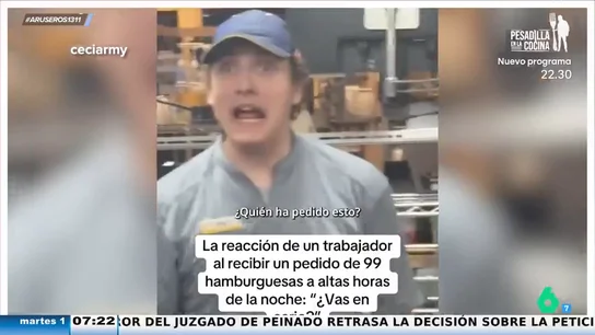 Un trabajador enloquece al recibir un pedido de 99 hamburguesas a altas horas de la noche: "¿Vas en serio?" Un trabajador enloquece al recibir un pedido de 99 hamburguesas a altas horas de la noche: "¿Vas en serio?"