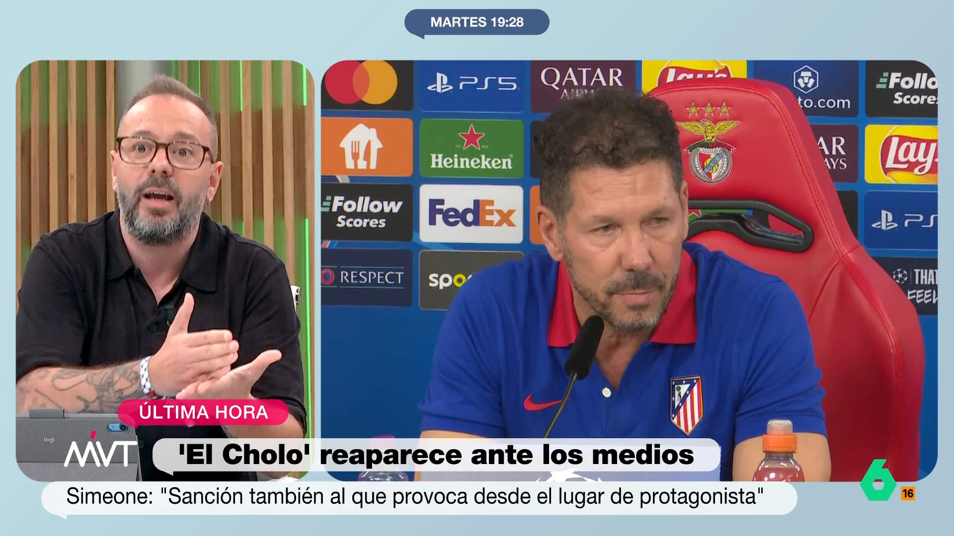 Antonio Maestre valora en este vídeo la escena de Simeone y algunos jugadores del Atleti negociando con los radicales en el derbi contra el Real Madrid y afirma que "la imagen que se transmite es que el club está sometido a esos encapuchados".