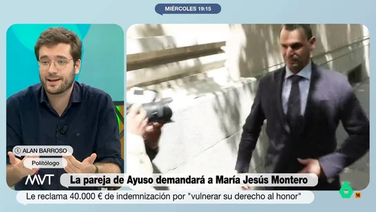 Alan Barroso, a la pareja de Ayuso: "Apunta a todo el mundo para que no se hable de él, pero lo vamos a seguir haciendo" Alberto González Amador denunciará a la ministra de Hacienda, María Jesús Montero, por, según él, vulnerar su derecho al honor. En este vídeo, Alan Barroso lo tiene muy claro: "Lo que quiere es amedrentar para que nadie diga cosas de él".