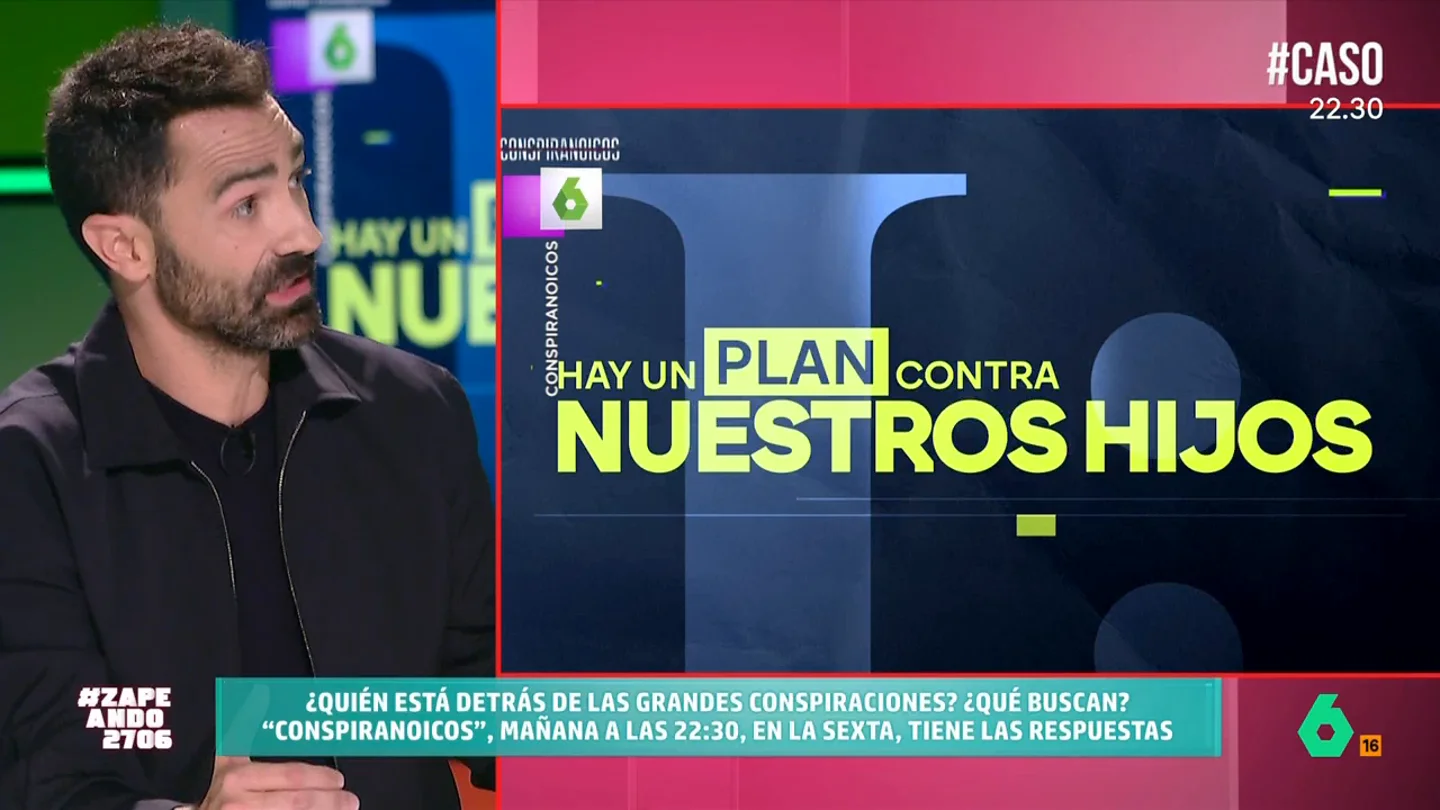 Jokin Castellón adelanta que en 'Conspiranoicos' van a contar con expertos para "desmontar lo que nos están contando" El periodista está al frente del nuevo espacio de laSexta en el que buscan demostrar qué intereses hay detrás de alguna de las principales teorías conspirativas que se han popularizado en los últimos años.