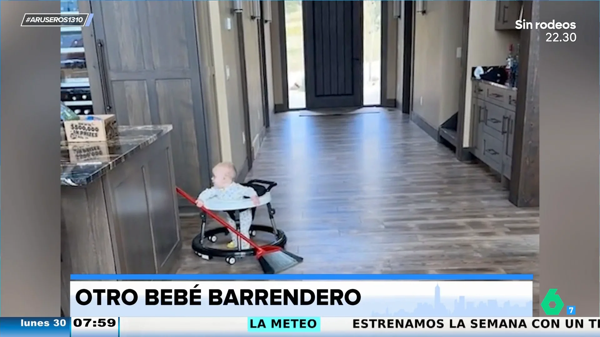 La reacción de Angie Cárdenas al ver el viral del bebé barrendero: "Es como un robot aspirador"