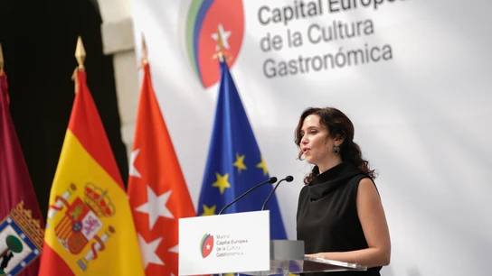 La presidenta de la Comunidad de Madrid, Isabel Díaz Ayuso, presenta las actividades organizadas con motivo del reconocimiento Madrid, Capital Europea de la Cultura Gastronómica 2024/2025. La presidenta de la Comunidad de Madrid, Isabel Díaz Ayuso, presenta las actividades organizadas con motivo del reconocimiento Madrid, Capital Europea de la Cultura Gastronómica 2024/2025.