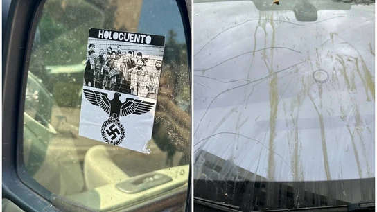 El coche de Mónica García, vandalizado con pegatinas de simbología nazi El coche de Mónica García, vandalizado con pegatinas de simbología nazi