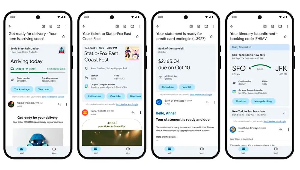 Las nuevas tarjetas de Gmail Las nuevas tarjetas de Gmail