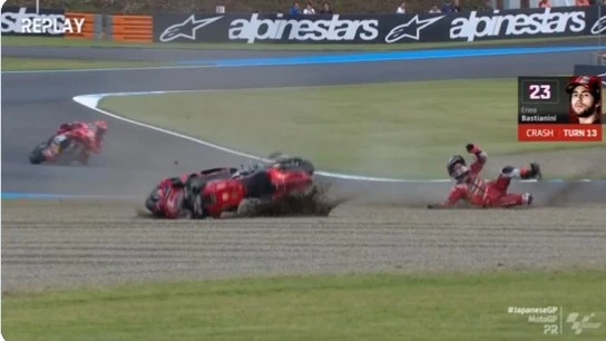 Accidente de Bastianini en Japón Accidente de Bastianini en Japón