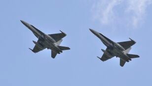 Aviones caza espa&ntilde;oles F-18 del Ej&eacute;rcito del Aire