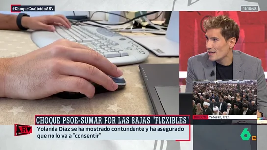 ARV-Juanma Romero, tras el choque PSOE-Sumar por las bajas "flexibles": "Creo que tiene más de globo sonda que de otra cosa" ARV-Juanma Romero, tras el choque PSOE-Sumar por las bajas "flexibles": "Creo que tiene más de globo sonda que de otra cosa"
