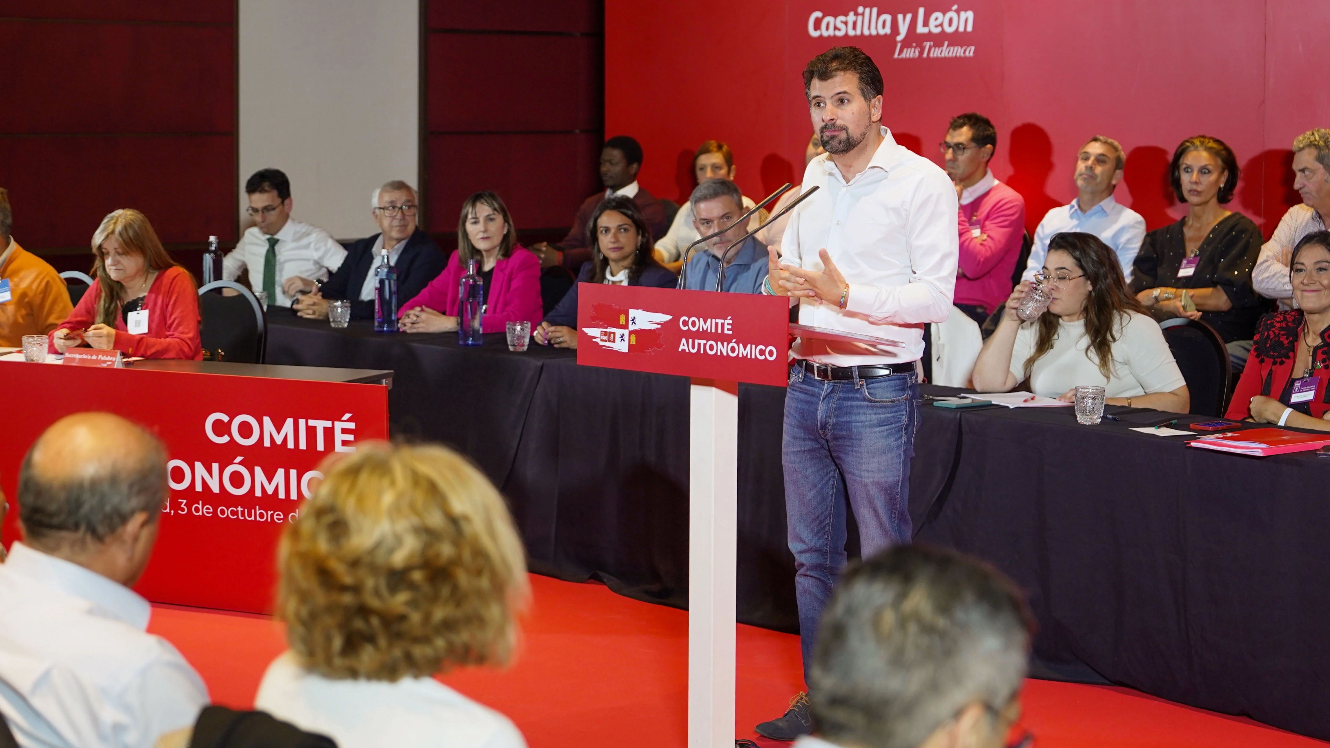 El secretario general del PSOE en Castilla y León, Luis Tudanca, interviene ante el Comité Autonómico del partido ayer jueves en Valladolid. 