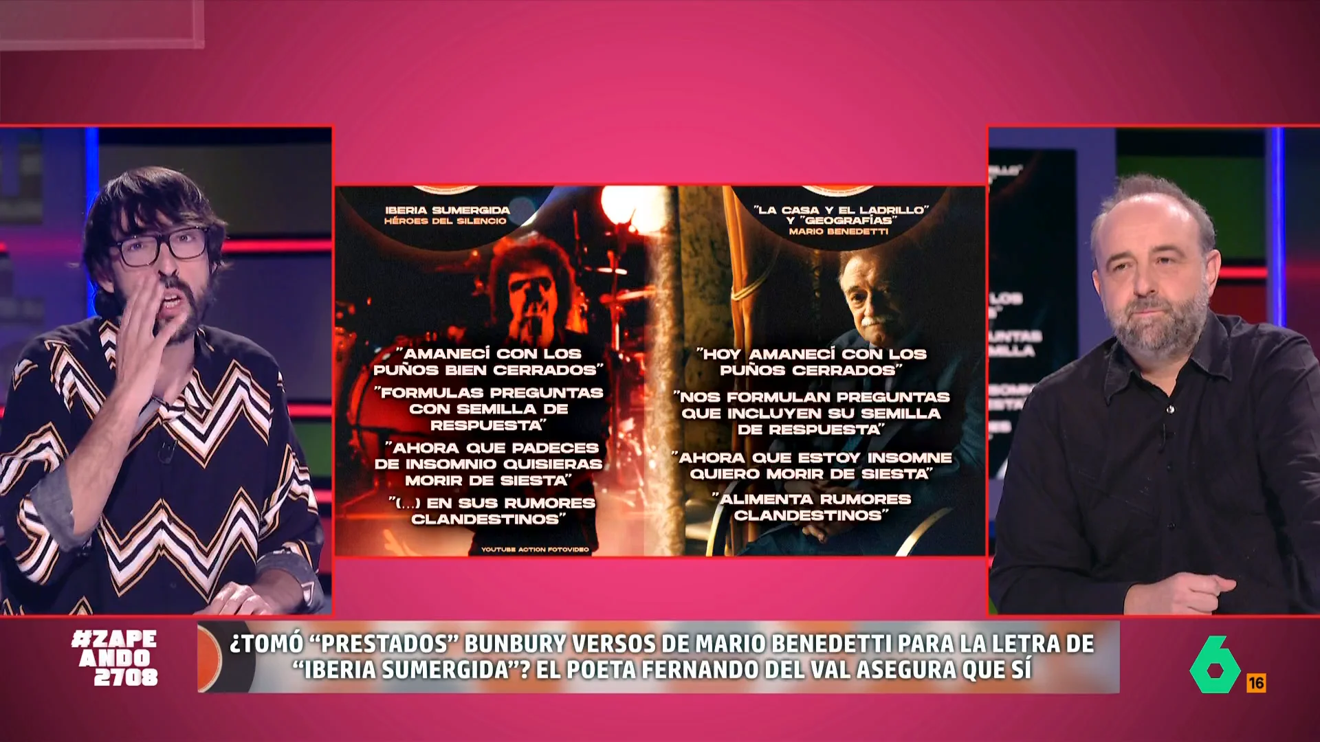 El exvocalista de Héroes del Silencio se vio envuelto en la polémica tras ser acusado de plagio por el escritor Fernando del Val. Como cuenta Iñaki de la Torre, Bunbury se defendió en un comunicado. 