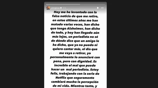 Comunicado Julio Iglesias negando su retirada Julio Iglesias desmiente su retirada de la música a través de un comunicado en su Instagram