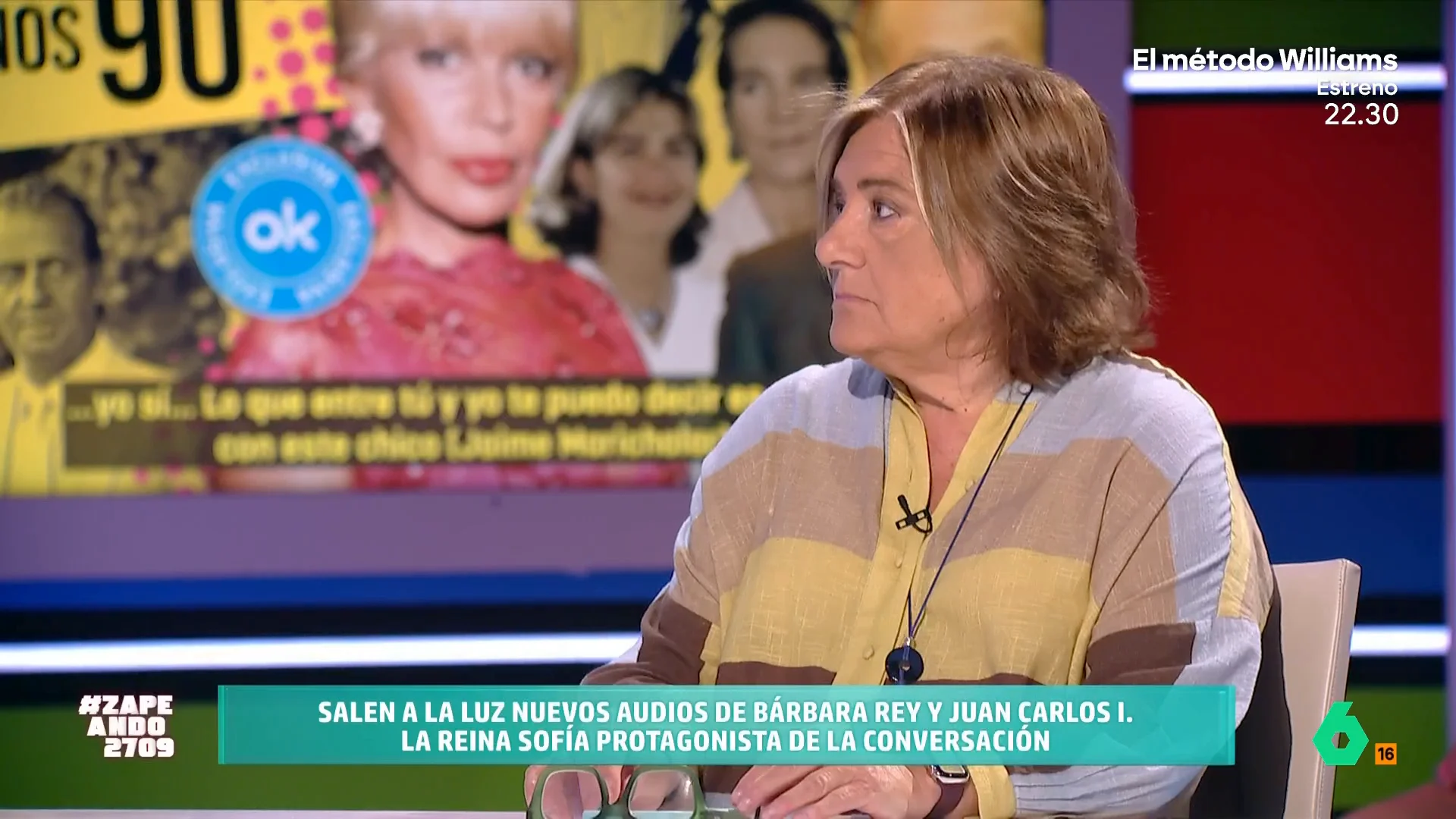 Las conversaciones filtradas entre la artista y el rey Juan Carlos I destacan por las preguntas de la vedette, que no duda en tocar temas polémicos o preguntarle al emérito por su mujer o sus hijos. 