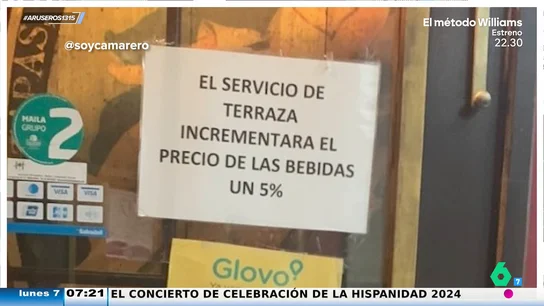 Un bar crea un debate en redes al anunciar que incrementará un 5% el precio de sus bebidas en la terraza Un bar crea un debate en redes al anunciar que incrementará un 5% el precio de sus bebidas en la terraza