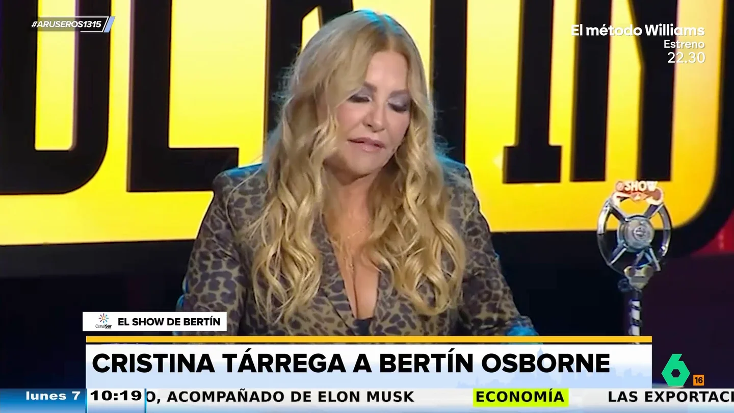 Cristina Tárrega, a Bertín Osborne: "A veces tenéis mucha edad pero muy poco conocimiento" Cristina Tárrega, a Bertín Osborne: "A veces tenéis mucha edad pero muy poco conocimiento"