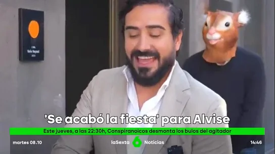 'Se acabó la fiesta' para Alvise Pérez: Conspiranoicos desmonta los bulos del agitador en un programa especial Después de desmontar el plan Kalergi y las mentiras de 'youtubers' como Dani 'Desokupa' o Roma Gallardo, esta semana Conspiranoicos abordará los bulos difundidos por el agitador de extrema derecha Alvise Pérez.