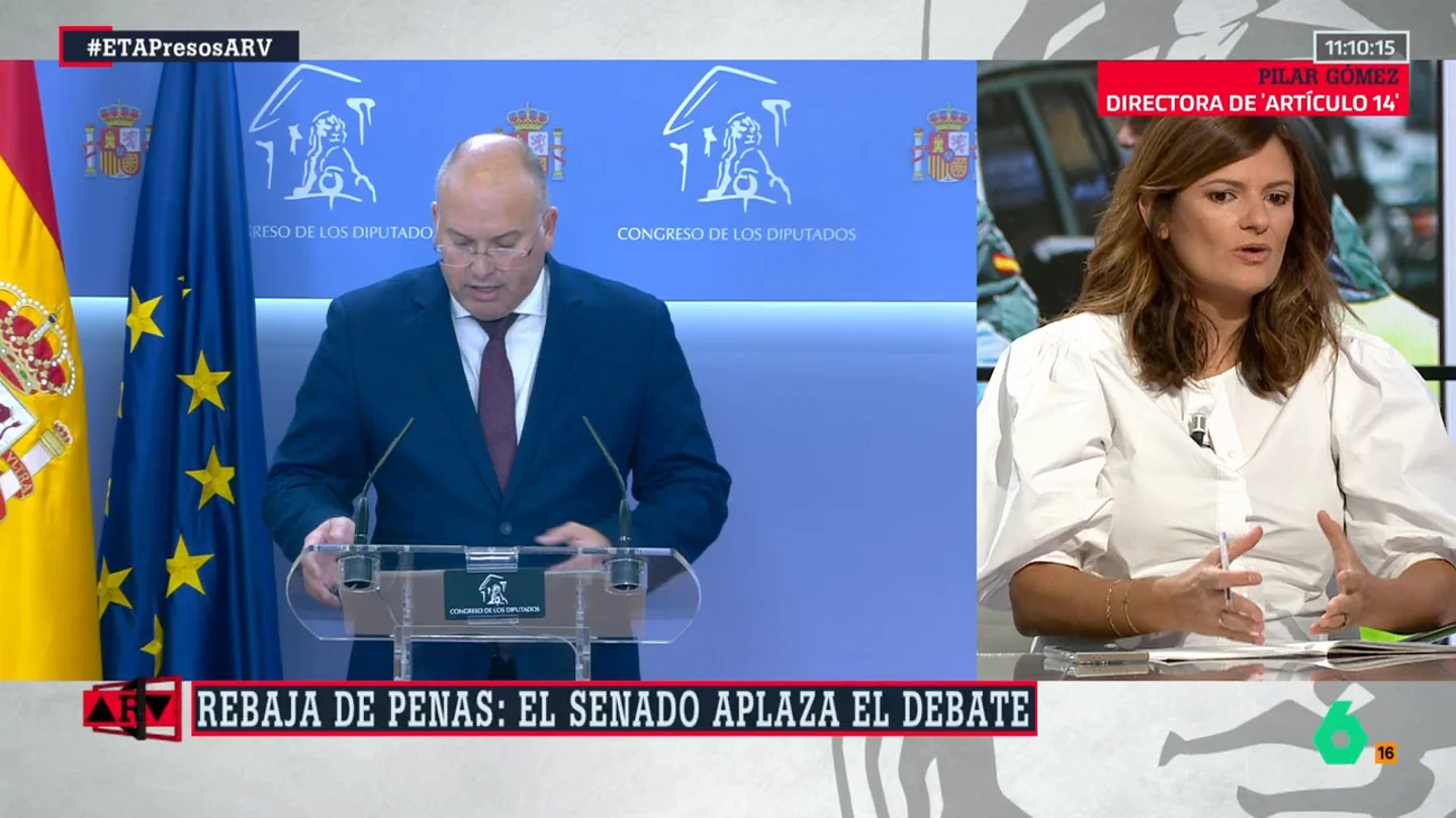 Al Rojo Vivo (08-10-24) Pilar Gómez revela el "malestar" del PP por el "error" de apoyar la rebaja de condenas a presos de ETA: "En las CCAA quieren cabezas" Al Rojo Vivo (08-10-24) Pilar Gómez revela el "malestar" del PP por el "error" de apoyar la rebaja de condenas a presos de ETA: "En las CCAA quieren cabezas"