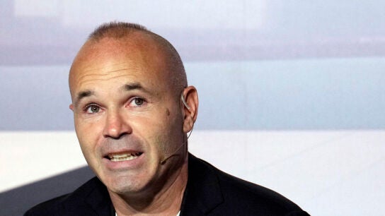 Andr&eacute;s Iniesta en su acto de despedida del f&uacute;tbol