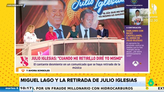 Miguel Lago, tras desmentir Julio Iglesias su retirada: "Con un poco de suerte se retira Enrique" Miguel Lago, tras desmentir Julio Iglesias su retirada: "Con un poco de suerte se retira Enrique"