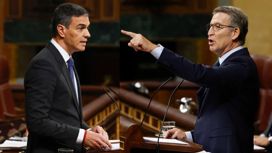Pedro Sánchez y Alberto Núñez Feijóo Choque monumental entre Sánchez y Feijóo en el Congreso