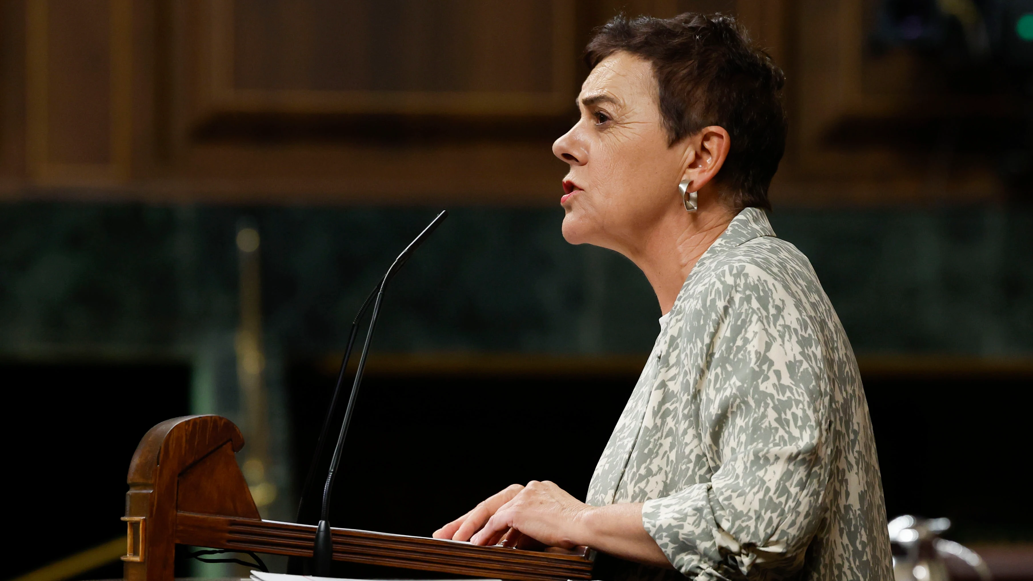 La portavoz de EH Bildu, Mertxe Aizpurua interviene este miércoles en el Congreso