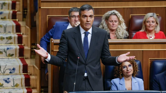 El presidente del Gobierno, Pedro Sánchez, interviene en la sesión de control al Gobierno del pleno del Congreso, este miércoles en Madrid. El presidente del Gobierno, Pedro Sánchez, interviene en la sesión de control al Gobierno del pleno del Congreso, este miércoles en Madrid.