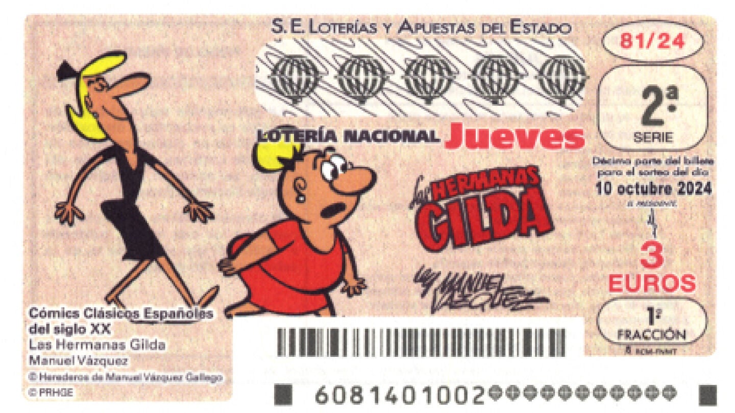 Boleto de la Lotería Nacional del jueves 10 de octubre de 2024, en homenaje a las Hermanas Gilda.