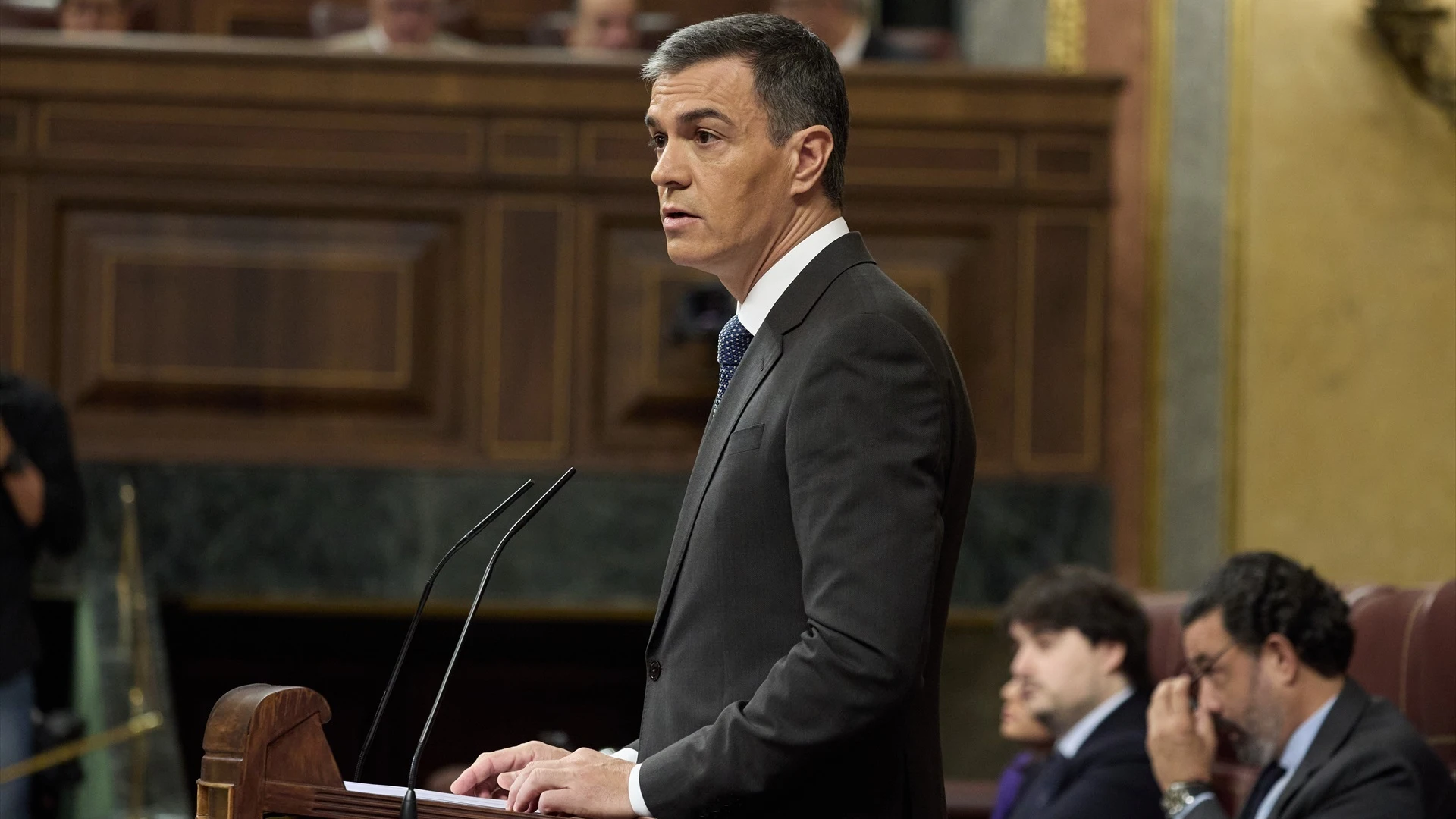 El presidente del Gobierno, Pedro Sánchez, interviene durante una sesión de control al Gobierno.