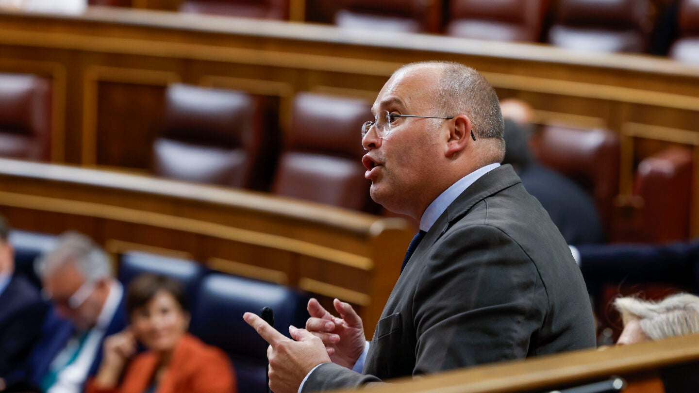 El portavoz del PP, Miguel Tellado interviene este miércoles en el Congreso