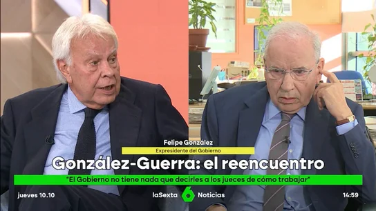 Felipe González y Alfonso Guerra analizan al PSOE de Sánchez: de "ceder" ante los independentistas al caso Begoña Gómez Felipe González y Alfonso Guerra analizan al PSOE de Sánchez: de "ceder" ante los independentistas al caso Begoña Gómez