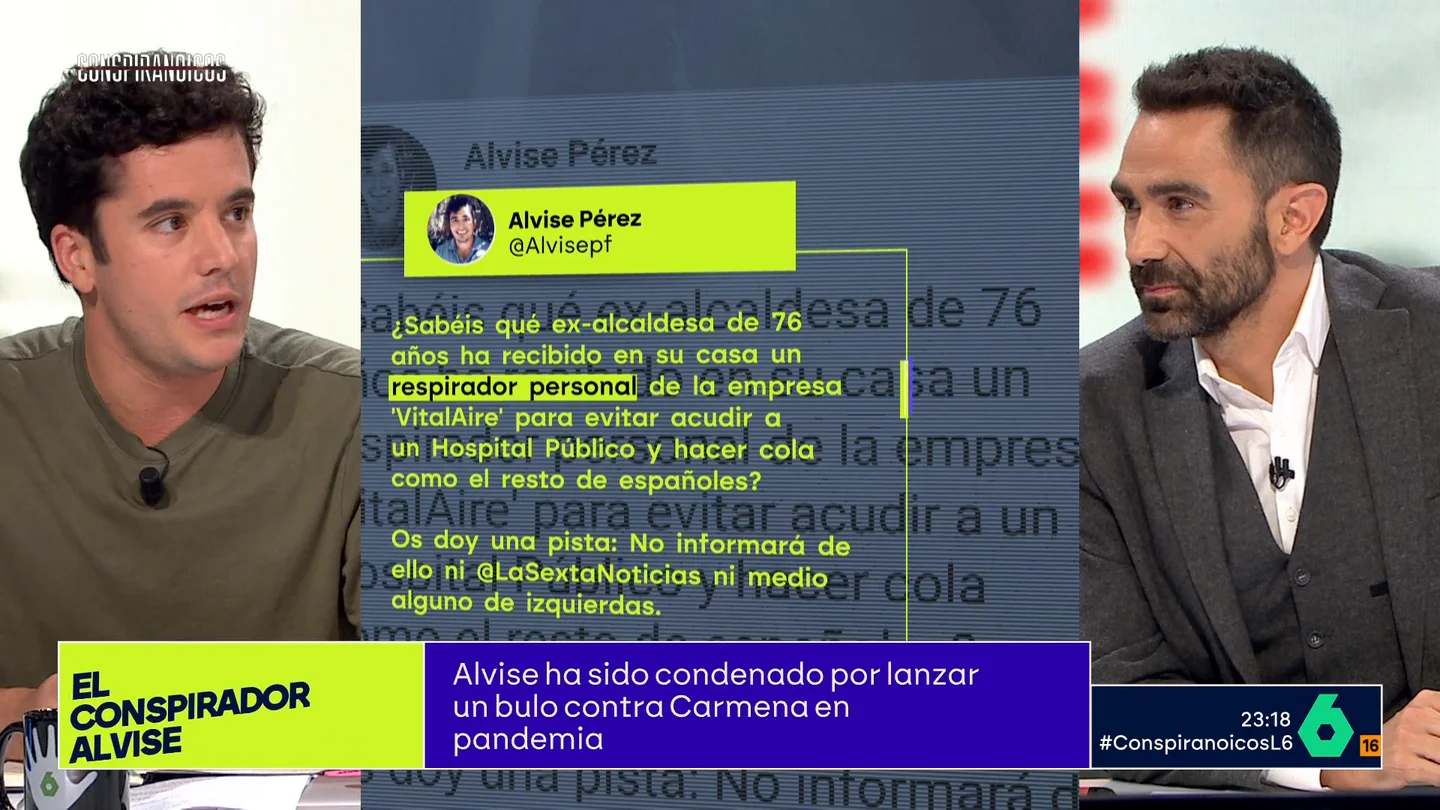 CONSPIRA Emilio Doménech enumera todas las 'víctimas' de los bulos de Alvise Pérez: de Manuela Carmena a Cristiano Ronaldo CONSPIRA Emilio Doménech enumera todas las 'víctimas' de los bulos de Alvise Pérez: de Manuela Carmena a Cristiano Ronaldo