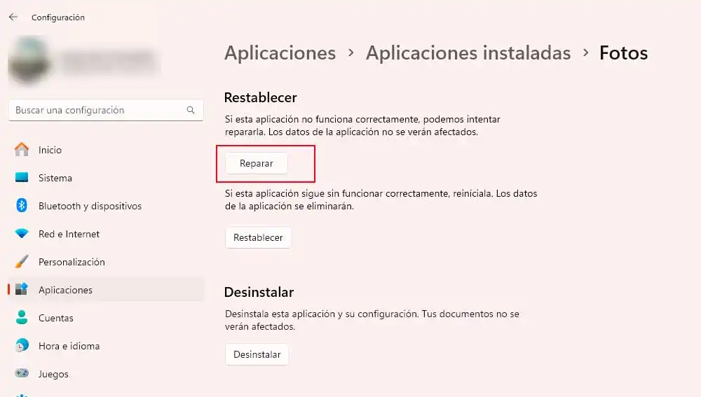 Reparando la aplicación Fotos de Windows Reparando la aplicación Fotos de Windows