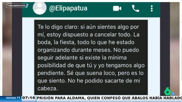 El insólito mensaje de un hombre a su expareja 48 horas antes de casarse: "Si aún sientes algo por mí, cancelo todo"