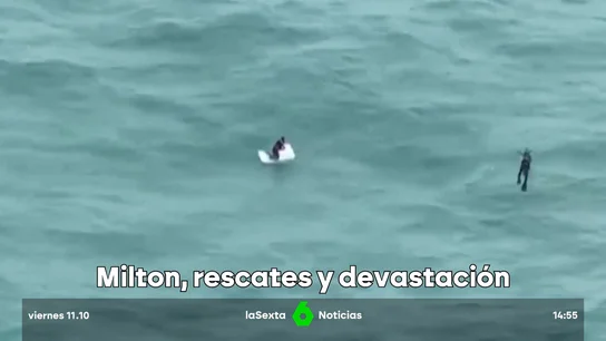 Imagen del hombre que ha aparecido agarrado a una nevera en Florida devastación Milton