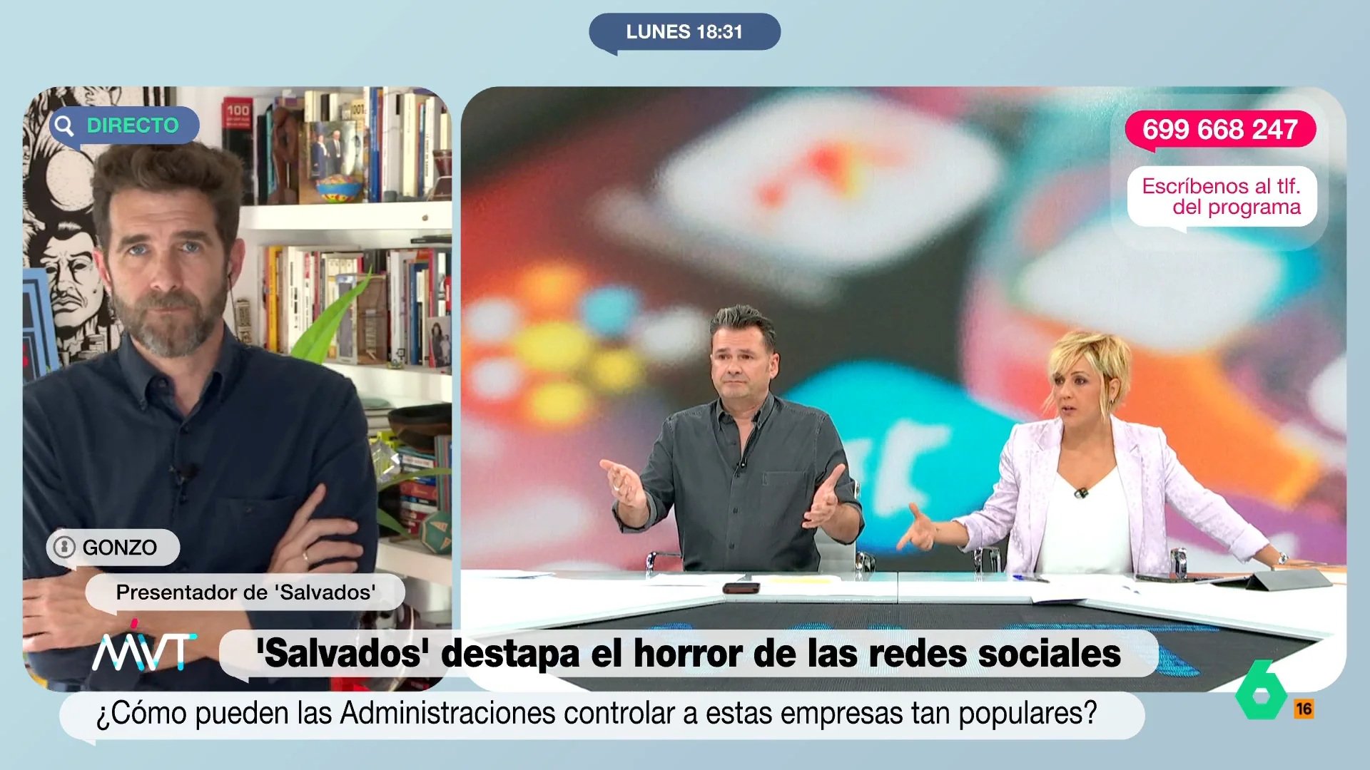 Iñaki López y Cristina Pardo conversan en este con Gonzo sobre cómo se podría controlar a las empresas detrás de las redes sociales, después de la emisión de la primera parte de su especial de 'Salvados'.