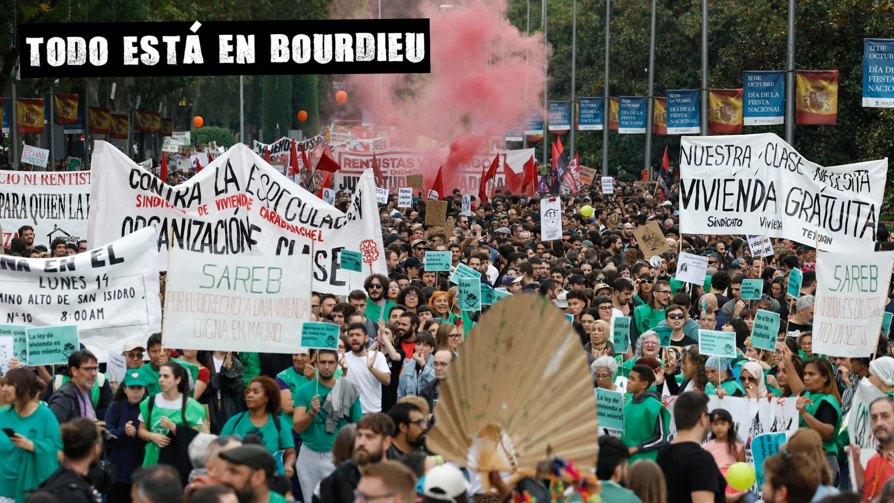 Manifestación de este domingo en Madrid en reclamo de medidas eficientes que ayuden a contener el precio de la vivienda en alquiler. 